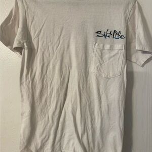 Salt Life White Short-Sleeve Pocket Tee with Navy Logo